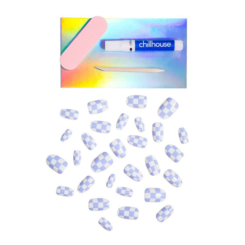 slide 6 of 7, Chillhouse Chill Tips Fake Nails - Design Studio - Checked Out - 24ct, 24 ct