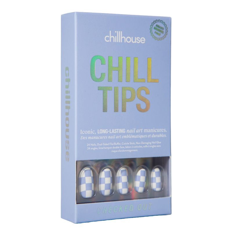 slide 7 of 7, Chillhouse Chill Tips Fake Nails - Design Studio - Checked Out - 24ct, 24 ct