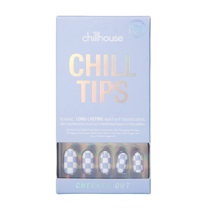 slide 1 of 6, Chillhouse Chill Tips Nail Art Press Ons - Checked Out, 1 ct