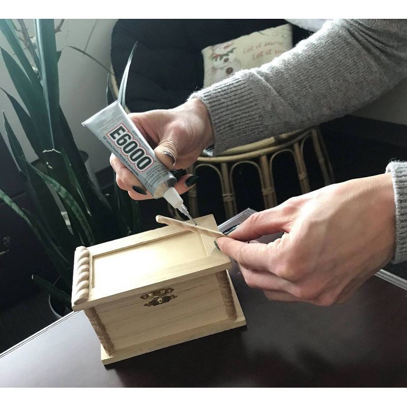 slide 5 of 5, 1.0 fl oz Glue with Precision Tips Clear - E6000: Water-Resistant Craft Adhesive, Dries Clear, Ideal for Shoes & Art Projects, 1 fl oz