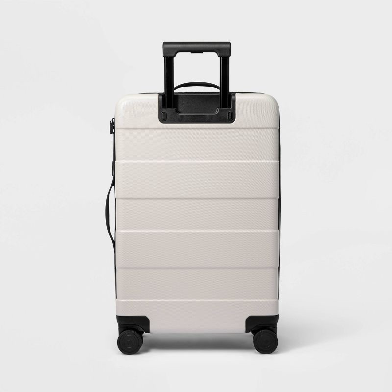 slide 3 of 7, Hardside Medium Checked Spinner Suitcase Tan - Made By Design, 1 ct