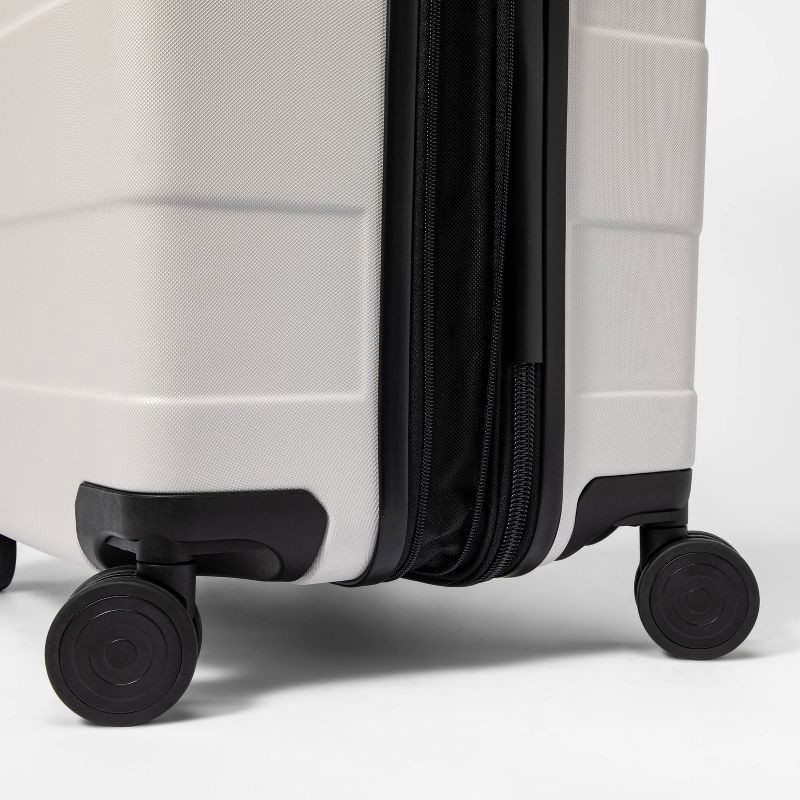 slide 7 of 7, Hardside Medium Checked Spinner Suitcase Tan - Made By Design, 1 ct