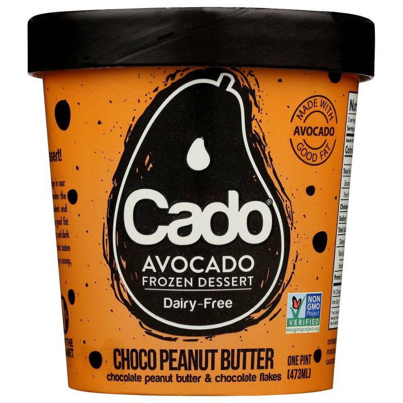 slide 1 of 1, Cado Non-Dairy Avocado Frozen Dessert Chocolate Peanut Butter - 1pt, 1 pint