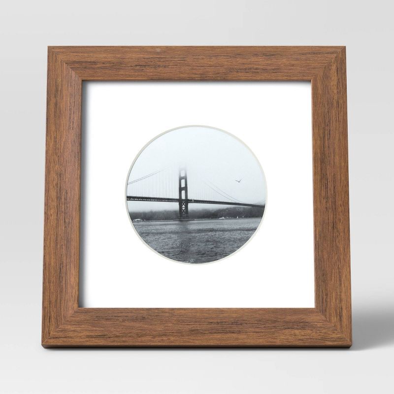 slide 3 of 4, 6" x 6" Matted to 4" x 4" Single Image Table Frame with Circle Brown - Threshold™: Polystyrene Material, Easel Back, 1 ct