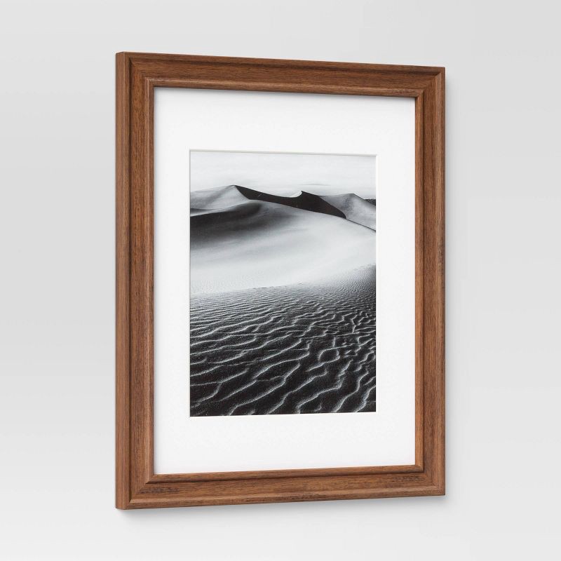 slide 3 of 5, 11" x 14" Matted to 8" x 10" Wood Wall Frame Midtone Woodgrain - Threshold™: MDF, Glass, Sawtooth Back, 1 ct