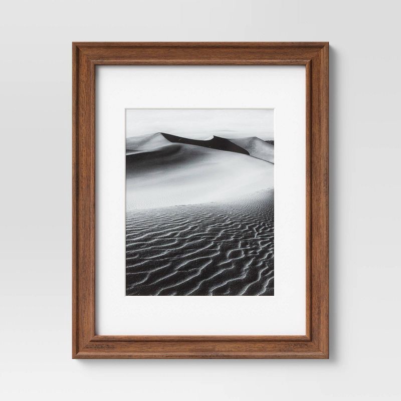 slide 1 of 5, 11" x 14" Matted to 8" x 10" Wood Wall Frame Midtone Woodgrain - Threshold™: MDF, Glass, Sawtooth Back, 1 ct