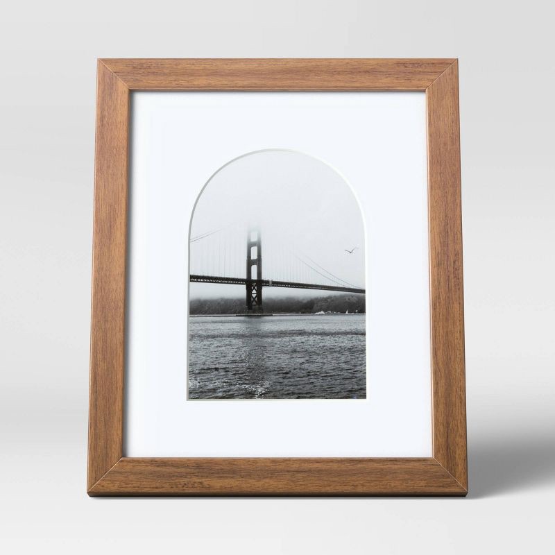 slide 3 of 4, 8" x 10" Matted to 5" x 7" Single Image Table Frame with Arch Brown - Threshold™: Polystyrene Material, Easel Back, 1 ct