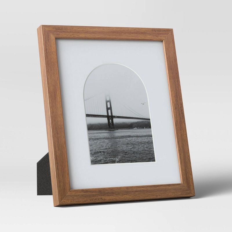 slide 1 of 4, 8" x 10" Matted to 5" x 7" Single Image Table Frame with Arch Brown - Threshold™: Polystyrene Material, Easel Back, 1 ct