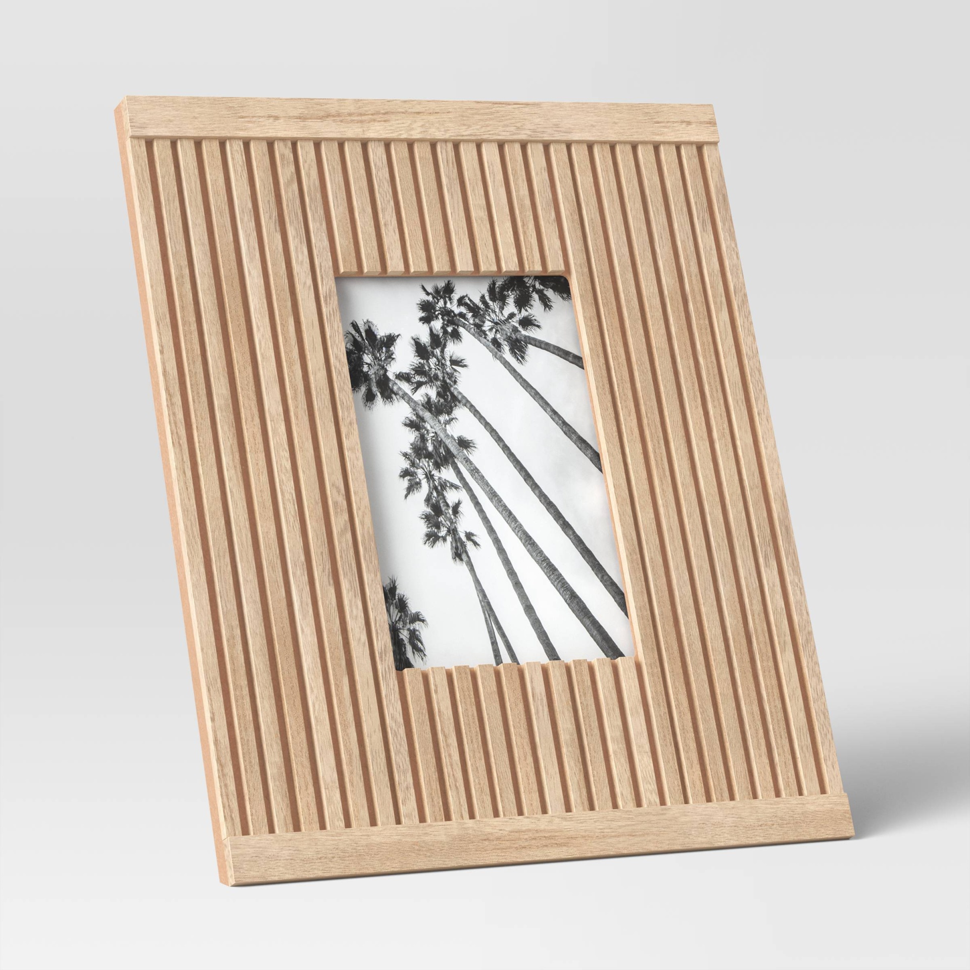 slide 1 of 4, 4" x 6" Wood Fluted Frame with Slats Natural - Threshold, 1 ct