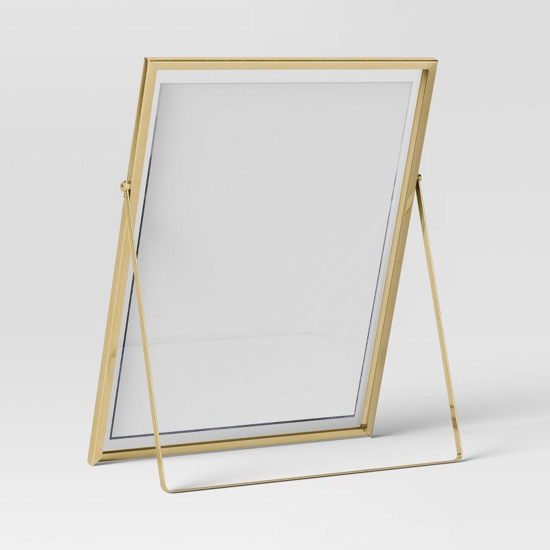 slide 4 of 4, 9" x 11" Float to 8" x 10" Linear Metal Easel Single Image Frame Brass - Threshold™: Modern Tabletop Display, 1 ct