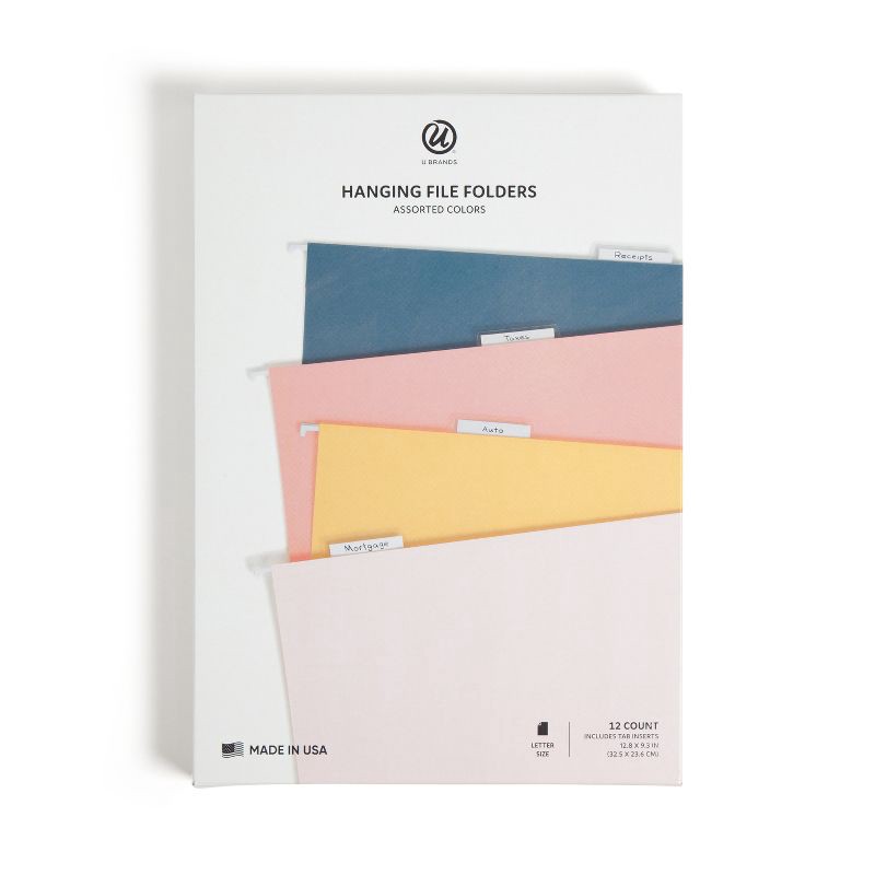 slide 3 of 7, U Brands 12ct Hanging File Folders - Cottage Core: Multi-Color Paperboard, Pronged, 12 Sheet Capacity, 9.21" x 12.91", 12 ct, 12 sheets