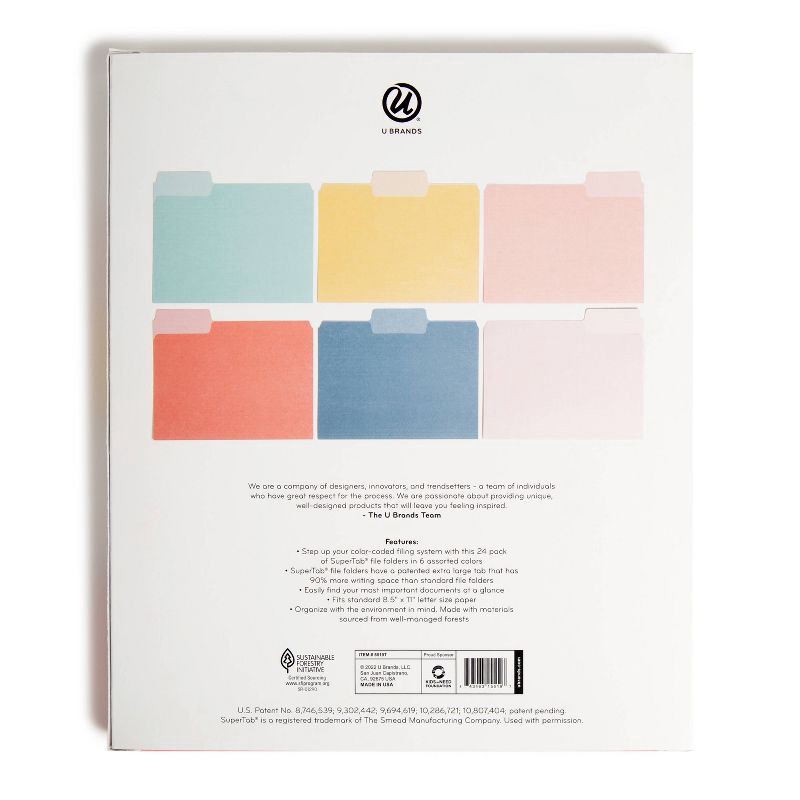 slide 3 of 10, U Brands 24ct Super TabFile Folders - Two Toned, 24 ct