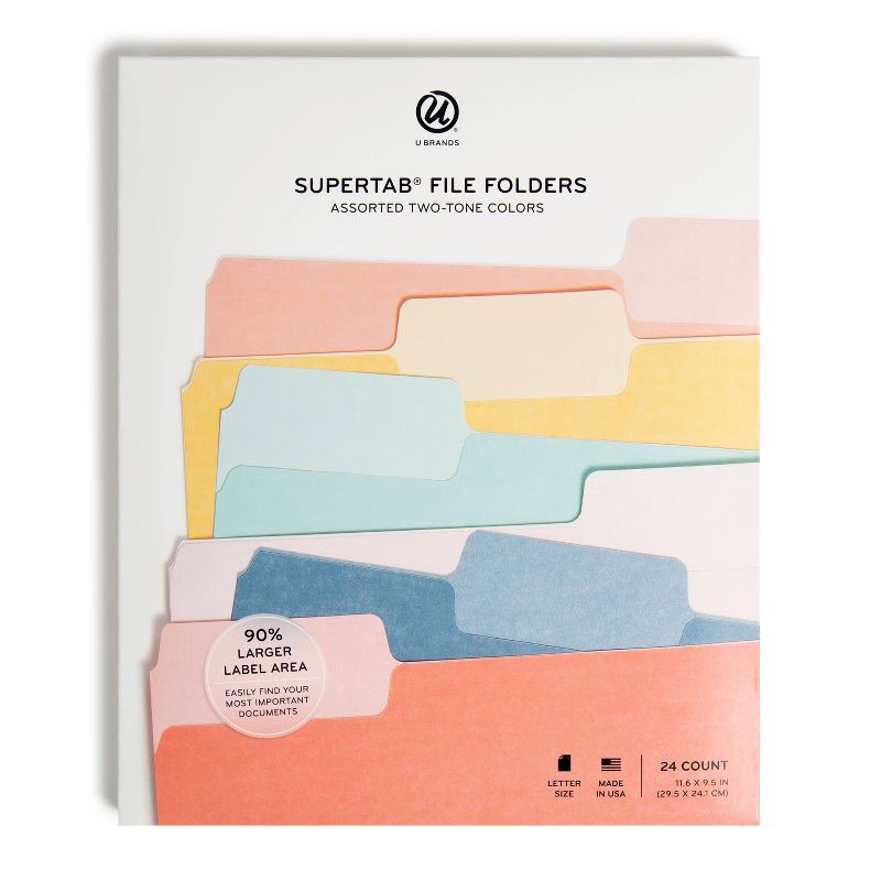 slide 1 of 10, U Brands 24ct Super TabFile Folders - Two Toned, 24 ct