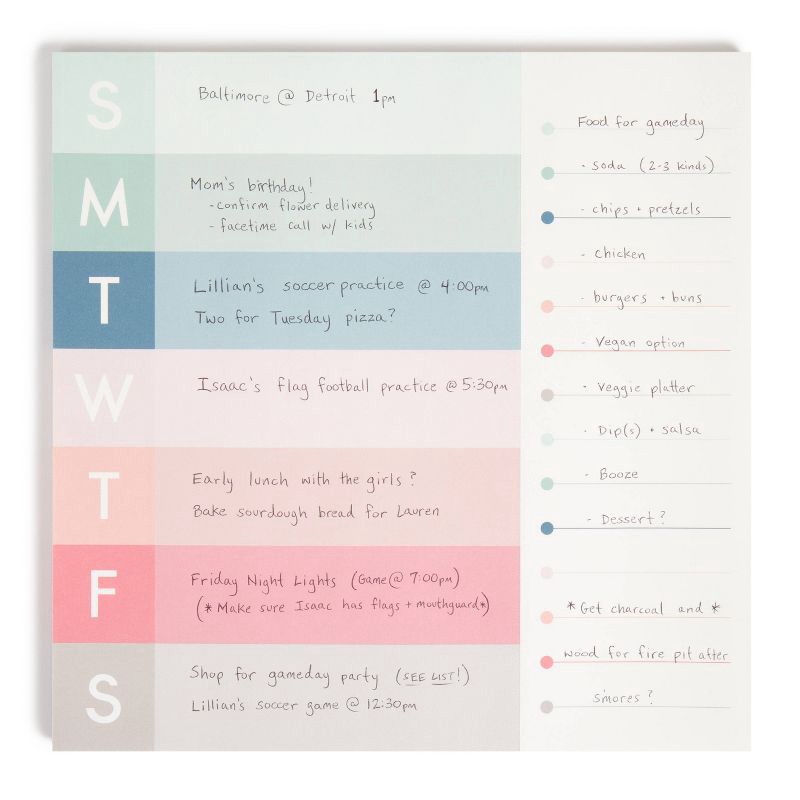 slide 6 of 7, U Brands 10''x10'' Weekly Combination Pad - Coral Chic: Weekly To Do List, Office Supplies, Notepad, 52 Sheets, 52 sheets