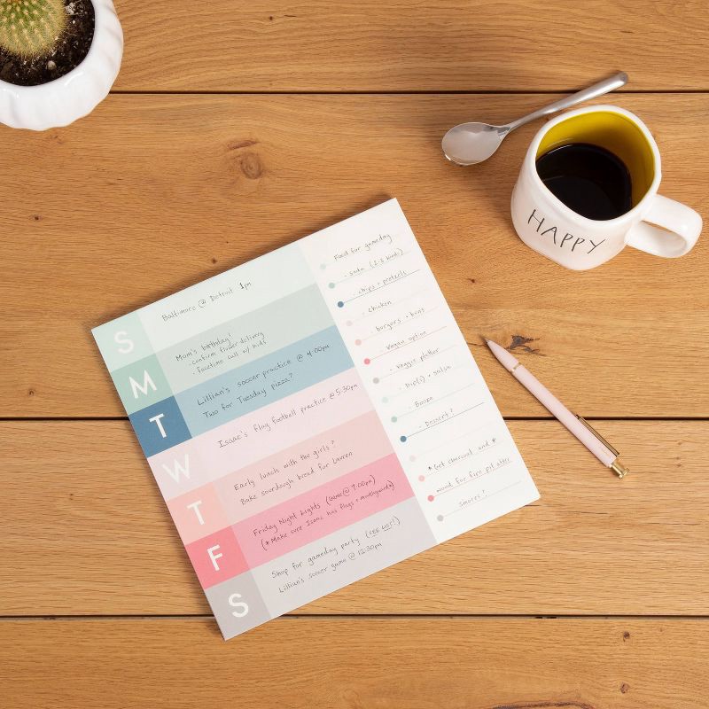 slide 7 of 7, U Brands 10''x10'' Weekly Combination Pad - Coral Chic: Weekly To Do List, Office Supplies, Notepad, 52 Sheets, 52 sheets