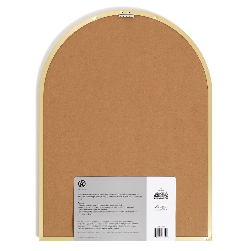 slide 3 of 7, U Brands 12''x16'' Arch Gold Frame Dry Erase Board with Cork Strip, 1 ct