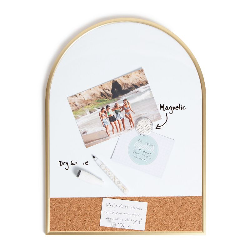 slide 5 of 7, U Brands 12''x16'' Arch Gold Frame Dry Erase Board with Cork Strip, 1 ct