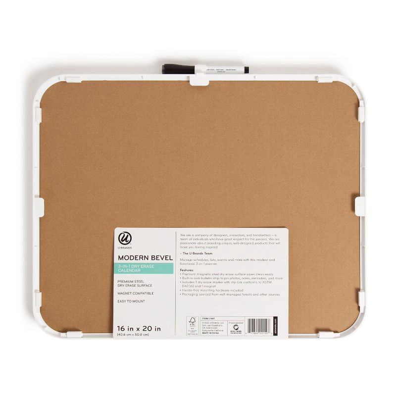 slide 2 of 7, U Brands 16"x20" Mod Frame 3-in-1 Planner Board - White, 1 ct