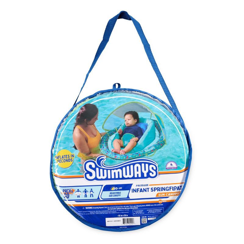 slide 4 of 5, Swimways Infant Baby Spring Float - Green: Water Floats & Inflatables for Ages 3 Months+, 1 ct