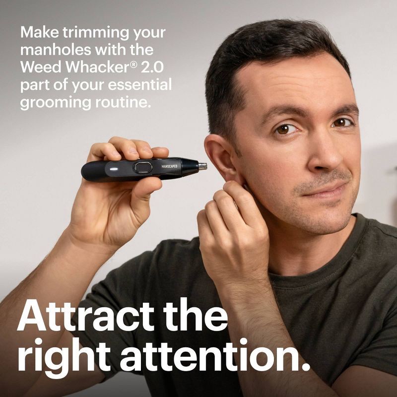 slide 10 of 11, MANSCAPED The Weed Whacker 2.0 Ear & Nose Hair Trimmer, SkinSafe Electric Clippers, Rechargeable Battery Shaver, 1 ct