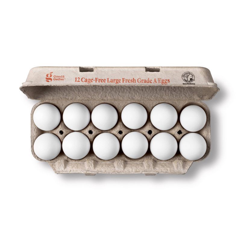slide 2 of 3, Cage-Free Large White Fresh Grade A Eggs (CA SEFS Compliant) - 24oz/12ct - Good & Gather™ (Packaging May Vary), 24 oz, 12 ct