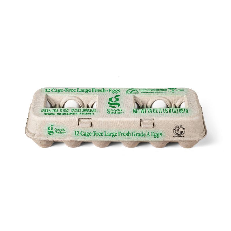 slide 1 of 4, Cage-Free Large White Grade A Eggs (CA SEFS Compliant) - 24oz/12ct - Good & Gather™ (Packaging May Vary, 24 oz; 12 ct
