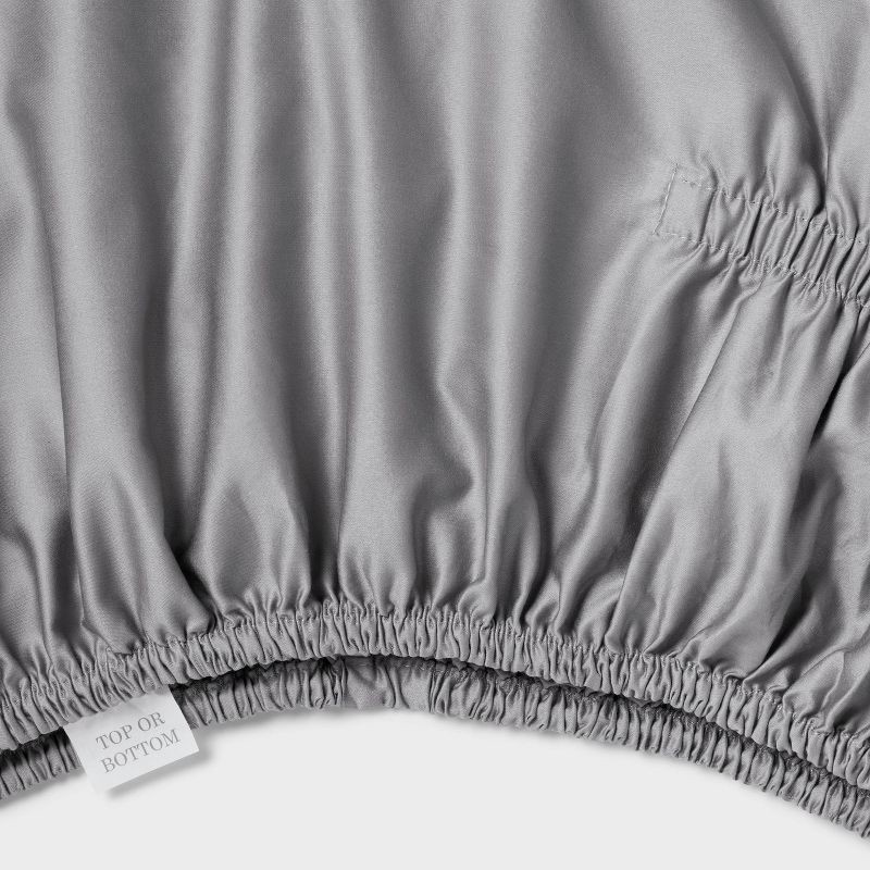 slide 3 of 4, Twin/Twin XL 400 Thread Count Performance Fitted Sheet Classic Gray - Threshold™: Cotton Sateen, Machine Washable, 18" Deep Pocket, 1 ct