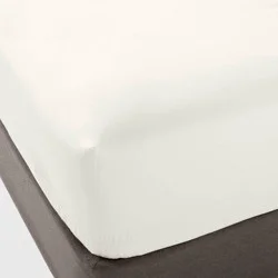 Twin/Twin XL 400 Thread Count Performance Fitted Sheet Sour Cream - Threshold™: Cotton Sateen, Machine Washable, 18" Deep Pocket