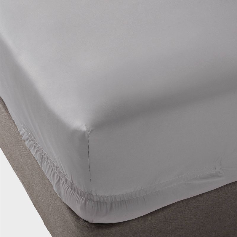 slide 1 of 4, King 400 Thread Count Performance Fitted Sheet Classic Gray - Threshold™: Cotton Sateen, Deep Pocket, OEKO-TEX Certified, 1 ct
