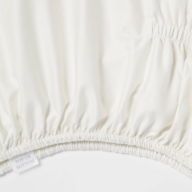 slide 3 of 4, Full 400 Thread Count Performance Fitted Sheet Sour Cream - Threshold™: Cotton Sateen, Machine Washable, Fits 18" Mattress, 1 ct