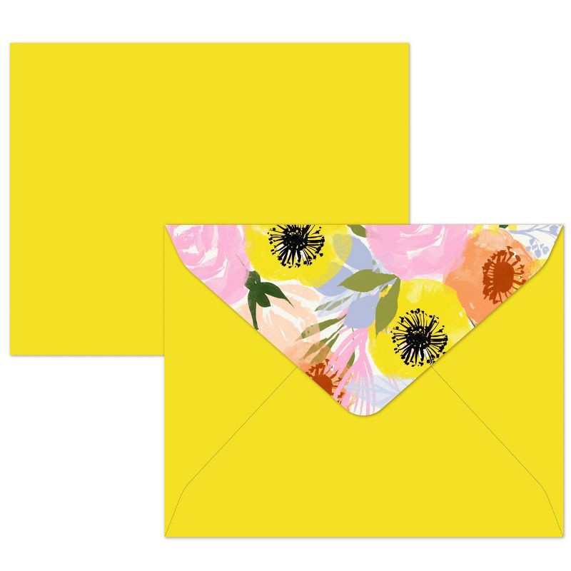 slide 3 of 3, 10ct Thank You Cards Flower Burst: Green Inspired Multicolor Floral Stationery with Envelopes, Botanical Design, Blank Inside, 10 ct