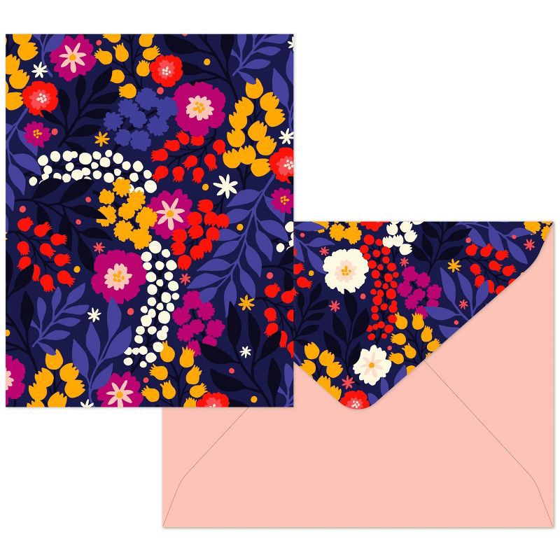 slide 4 of 5, 16ct Assorted Blank Note Cards Bright Bloom: Green Inspired Stationery Set with Envelopes, Floral Design, All Occasions, 16 ct