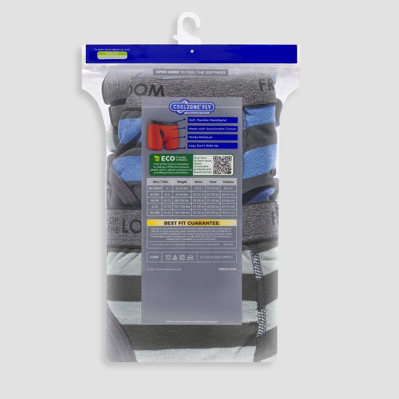 slide 3 of 3, Fruit of the Loom Boys' 7pk Striped Boxer Briefs - S, 7 ct