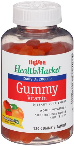 slide 1 of 1, Hy-Vee Health Market Daily D3 2000 Iu Gummy Vitamins, 120 ct