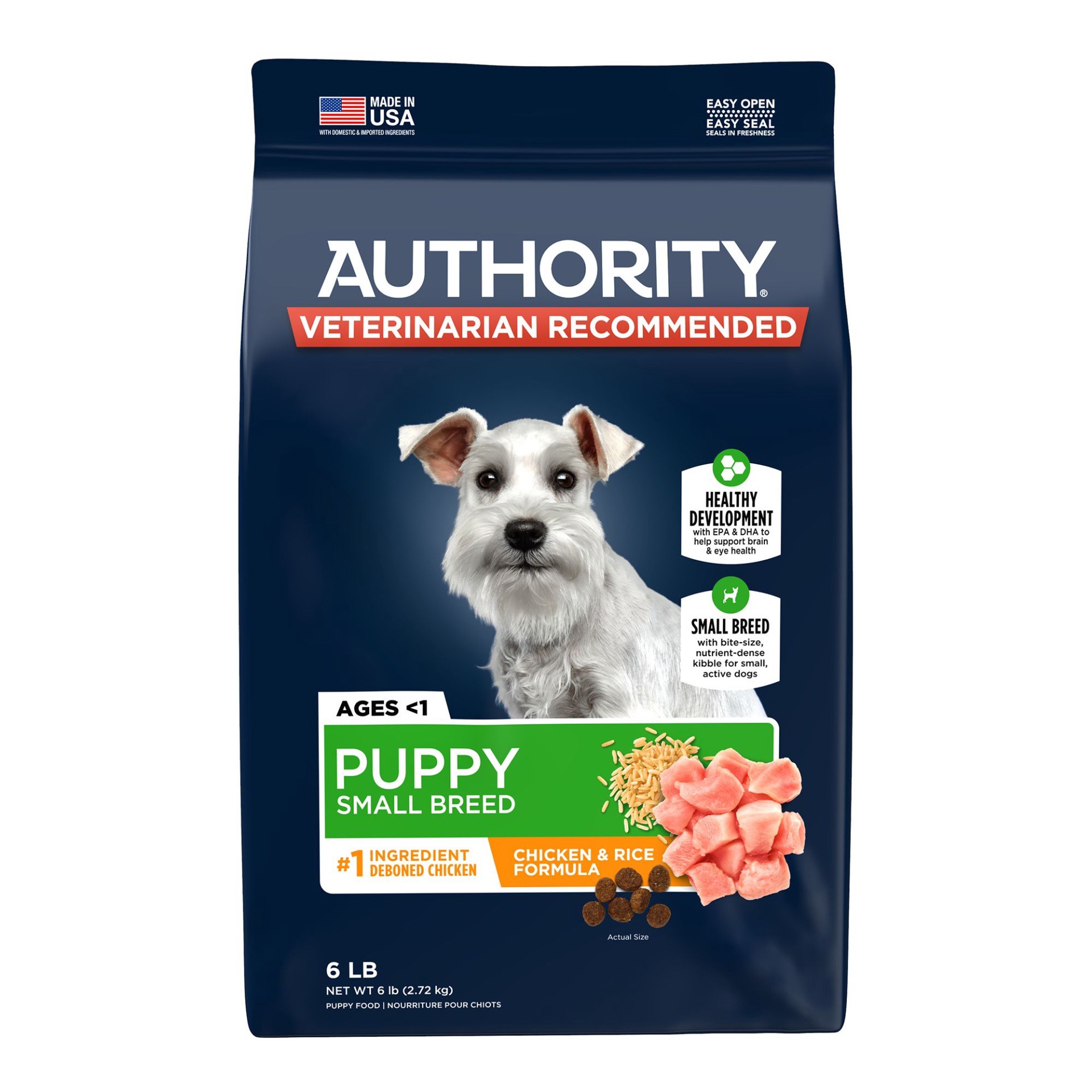 slide 1 of 1, Authority Everyday Health Small Breed Puppy Dry Dog Food - Chicken, 6 lb