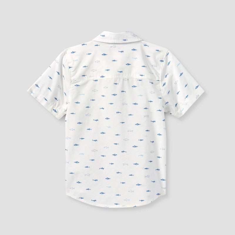 OshKosh B'gosh Toddler Boys' Fish Woven Short Sleeve Button-Down Shirt -  White 3T 1 ct