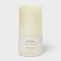 4" x 8" LED Pillar Cream - Threshold™: Paraffin Wax, Battery Operated, Off-White Decorative Candle
