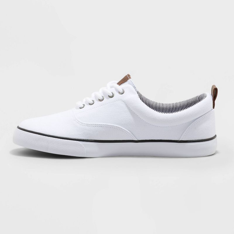 slide 2 of 14, Men's Brady Sneakers - Goodfellow & Co™ White 8: Lace Up, Padded Collar, Canvas, Non Marking Outsole, 1 ct