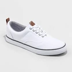 Men's Brady Sneakers - Goodfellow & Co™ White 8: Lace Up, Padded Collar, Canvas, Non Marking Outsole