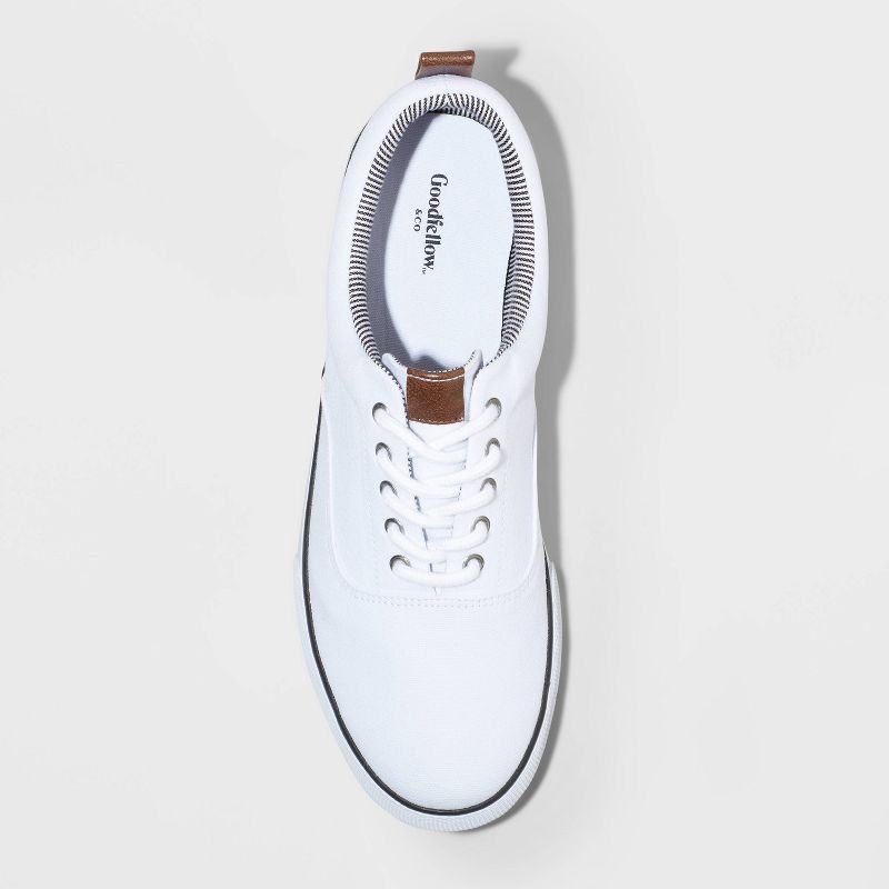 slide 3 of 14, Men's Brady Sneakers - Goodfellow & Co™ White 11.5: Lace Up, Canvas, Padded Collar, Non Marking Outsole, 1 ct