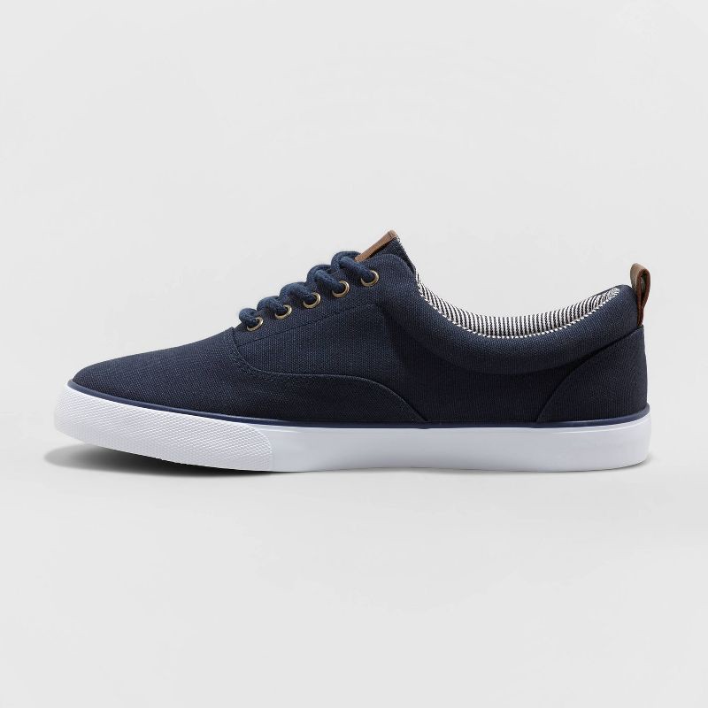 slide 2 of 5, Men's Brady Sneakers - Goodfellow & Co™ Navy 8: Lace Up, Canvas, Padded Collar, Non Marking Outsole, 1 ct