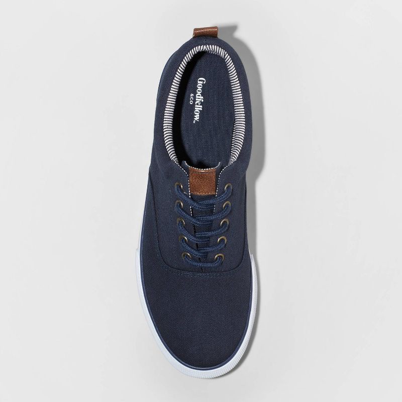 slide 3 of 5, Men's Brady Sneakers - Goodfellow & Co™ Navy 8: Lace Up, Canvas, Padded Collar, Non Marking Outsole, 1 ct