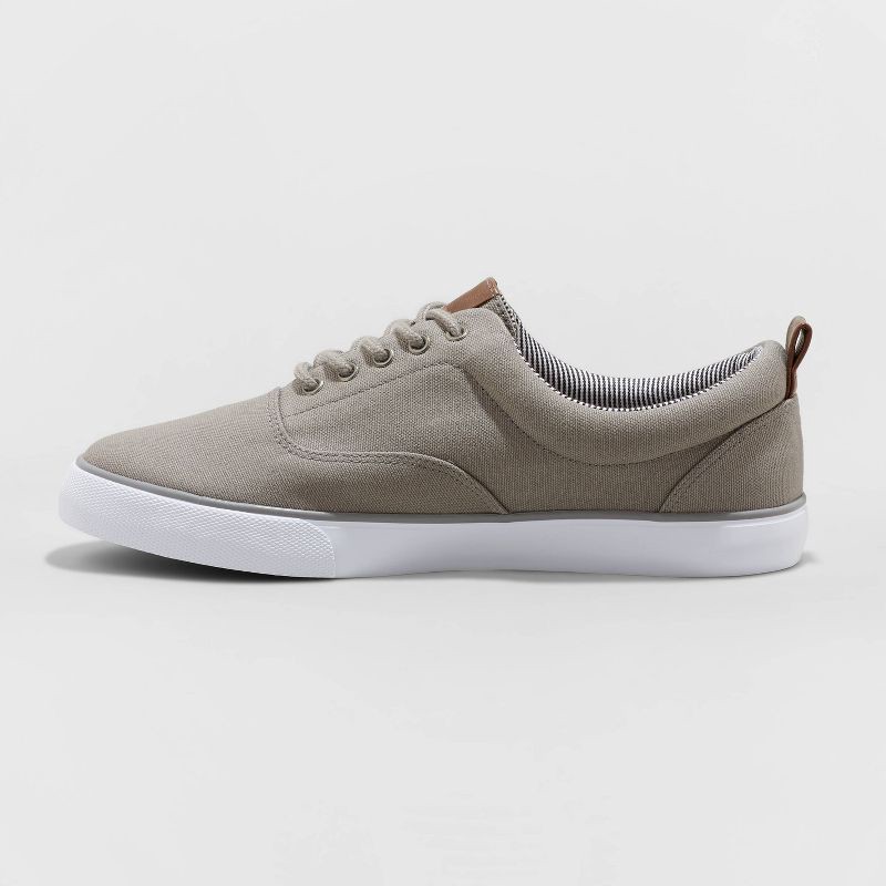 slide 2 of 3, Men's Brady Sneakers - Goodfellow & Co™ Gray 8: Lace-Up Canvas, Padded Collar, Non-Marking Outsole, Low Top Design, 1 ct
