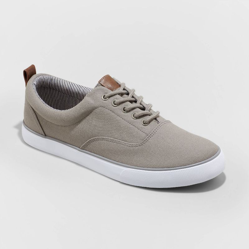 slide 1 of 3, Men's Brady Sneakers - Goodfellow & Co™ Gray 11.5: Lace-Up Canvas, Padded Collar, Non-Marking Outsole, 1 ct