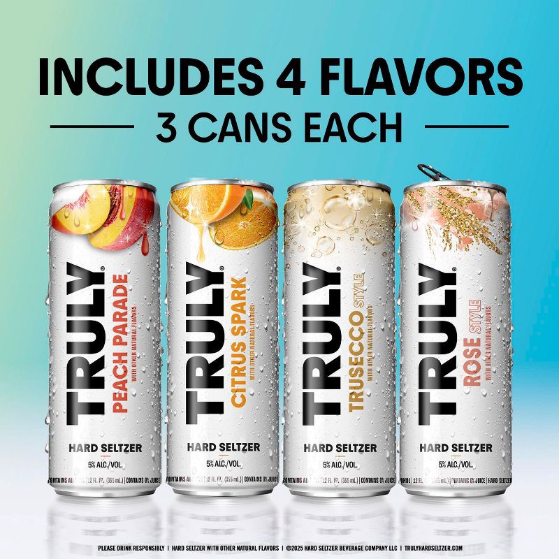 slide 2 of 8, Truly Spiked & Sparkling Truly Hard Seltzer Variety Pack - 12pk/12 fl oz Cans, 12 ct; 12 fl oz