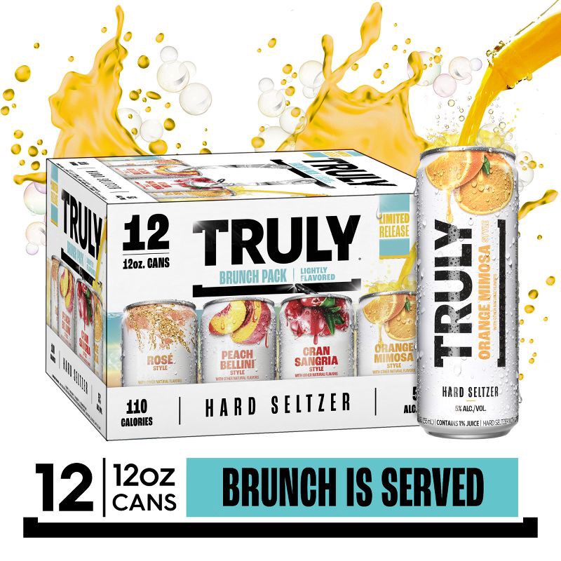 slide 7 of 9, Truly Spiked & Sparkling Truly Hard Seltzer Brunch Variety Pack - 12pk/12 fl oz Cans, 12 ct; 12 fl oz