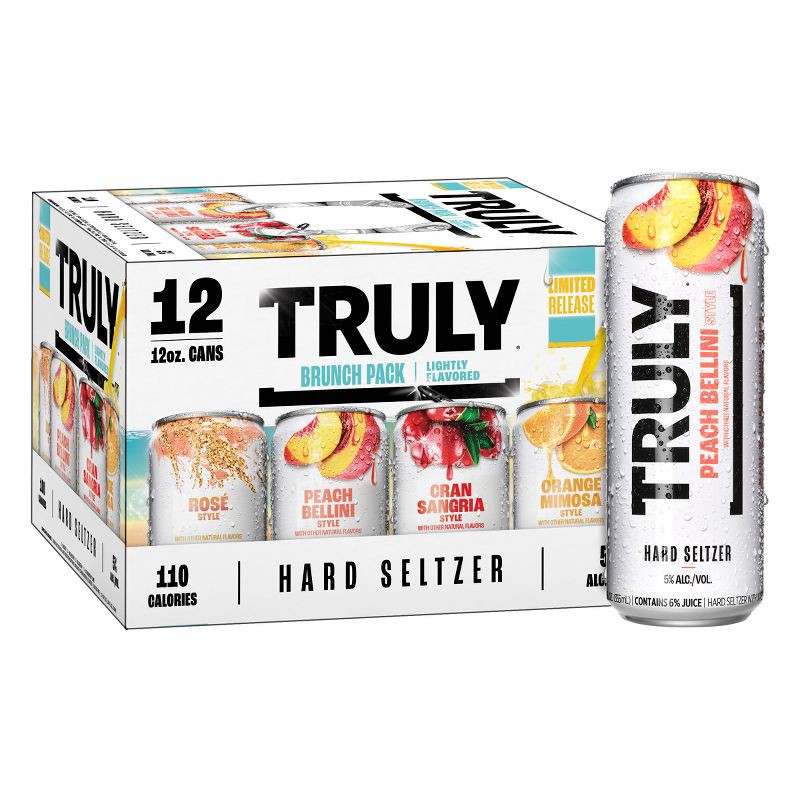 slide 1 of 9, Truly Spiked & Sparkling Truly Hard Seltzer Brunch Variety Pack - 12pk/12 fl oz Cans, 12 ct; 12 fl oz