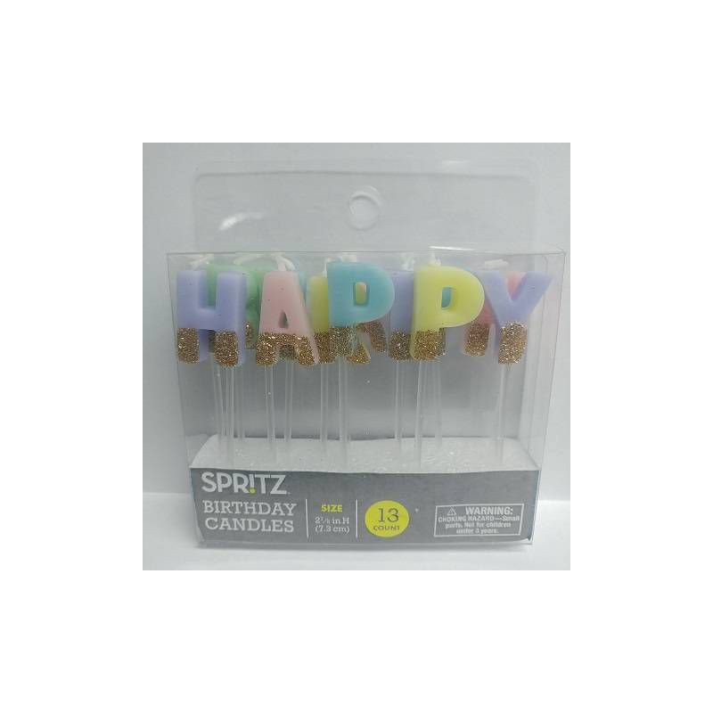 slide 1 of 1, Happy Birthday Pick Candles with Glitter - Spritz™, 1 ct