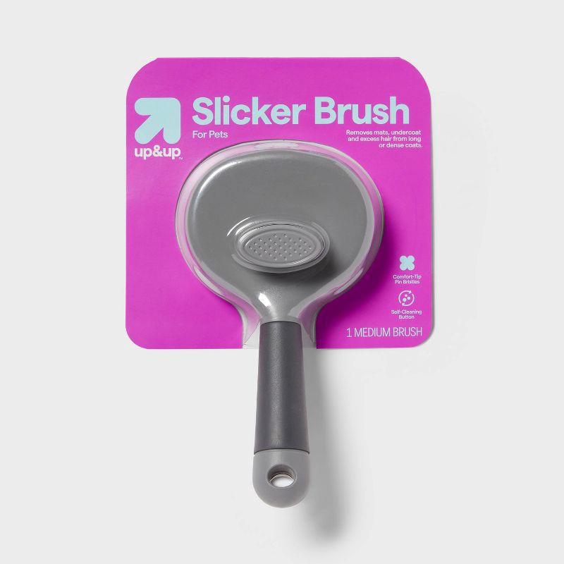 slide 1 of 3, Self Clean Slicker Dog Brush Grooming Tool - M - up&up™, 1 ct