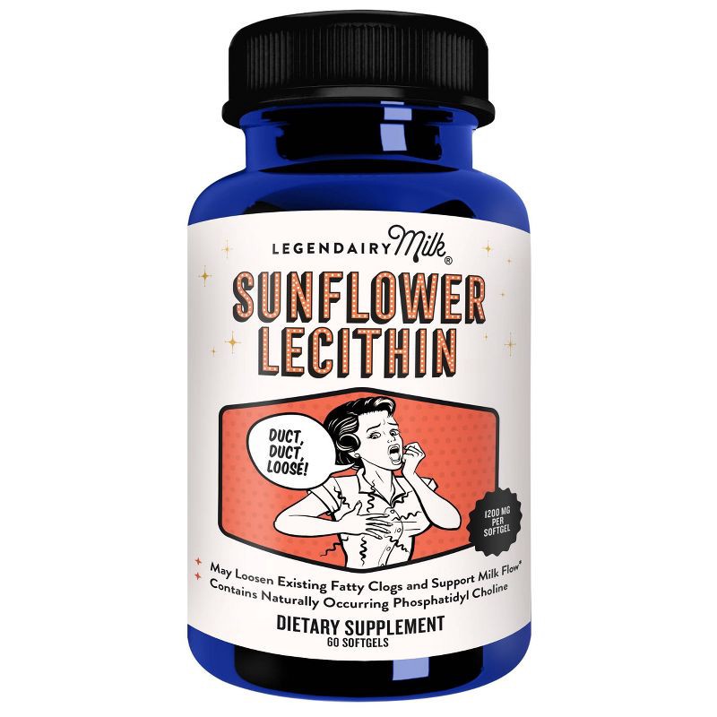 slide 1 of 7, Legendairy Milk Sunflower Lecithin - 60ct: Dietary Supplements, Sugar-Free, Gluten-Free, 1200mg Softgel, 60 ct, 1200mg